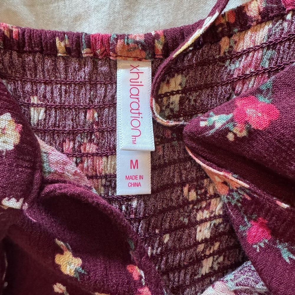 Xhilaration Burgundy Floral Maxi Dress Medium - Picture 6 of 7